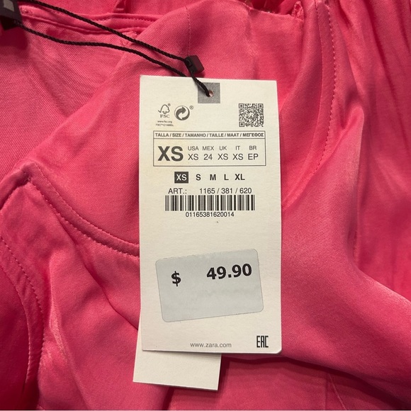 *NWT* Zara Satin Corsetry-Inspired Mini Dress in Pink, Size XS, Sleeveless - Picture 8 of 10